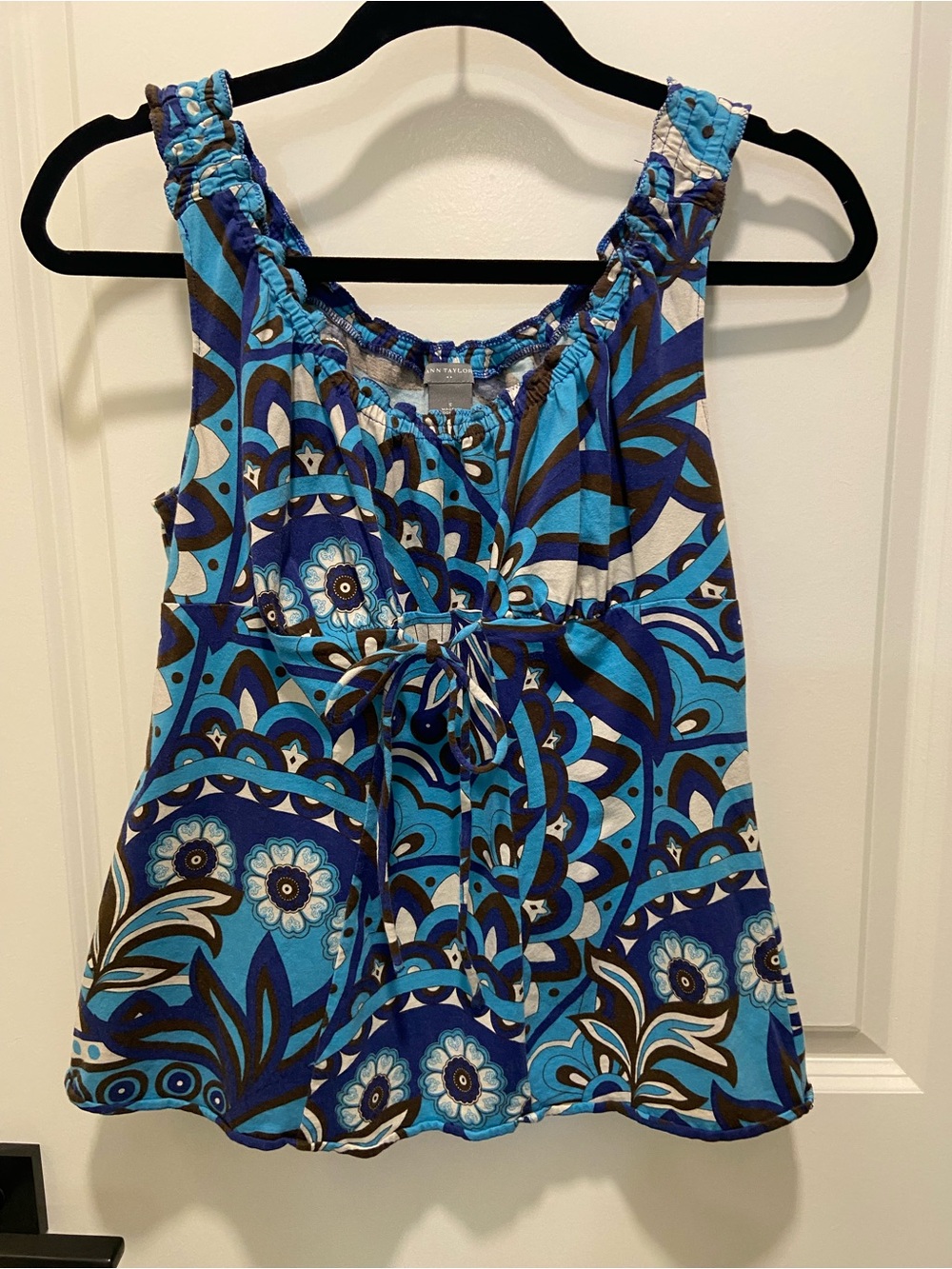 Ann Taylor Blue & Brown Floral Tank Romper